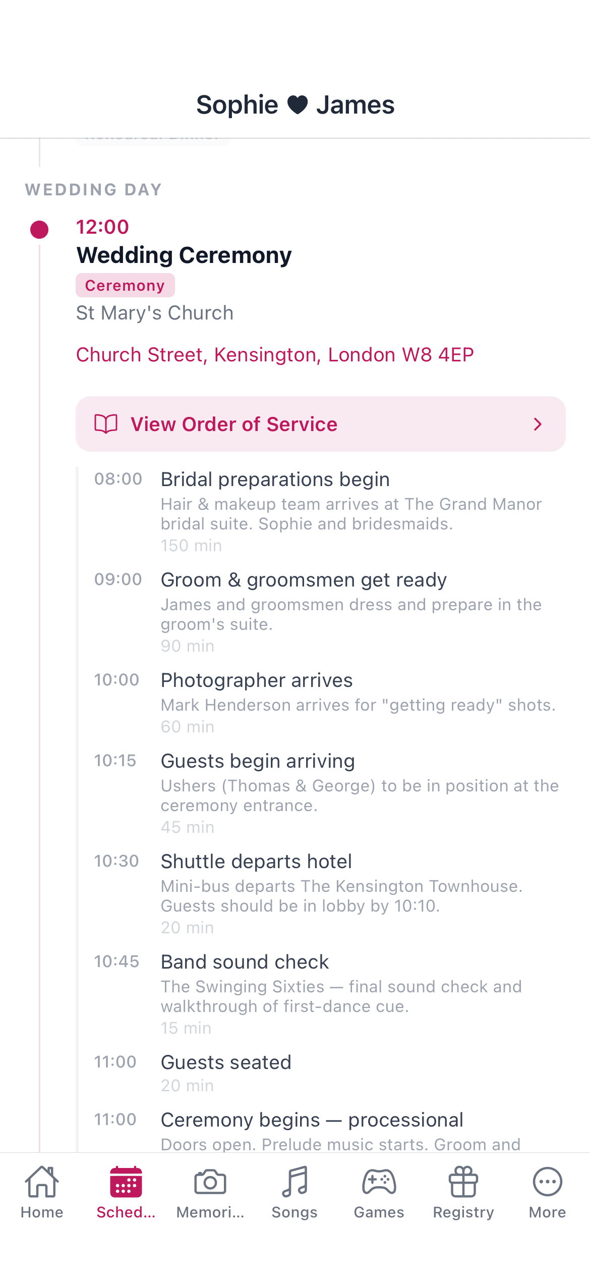 Guest app - schedule